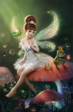 妖精 Painting - 子供のための妖精とカエル